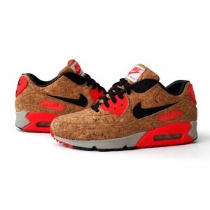9.5 Nike Air Max 90 Cork Mens Brown Infrared 725235-706 Anniversary Sneaker